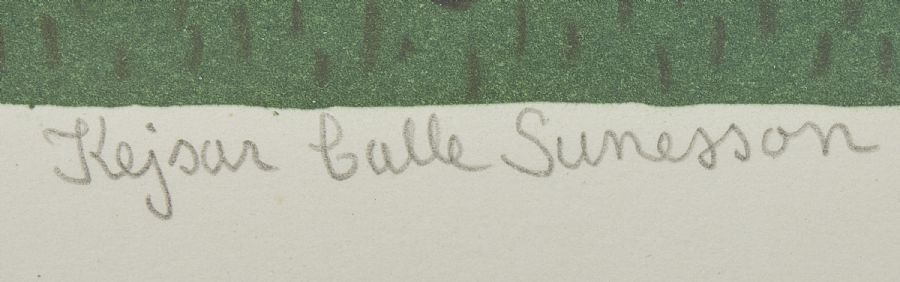 Artwork by Kejsar Calle Sunesson, Sweden. Brudpar. Signed, Made of Litograph in colors