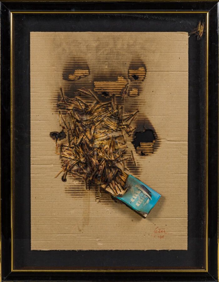 Artwork by César Baldaccini, CÉSAR (1921-1998) CÉSAR BALDACCINI DIT Combustion d'allumettes, Made of collage