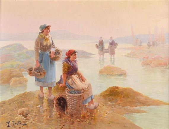 Pierre Testu | TESTU Pierre, 19th-20th century Fisherwomen on foot pair ...