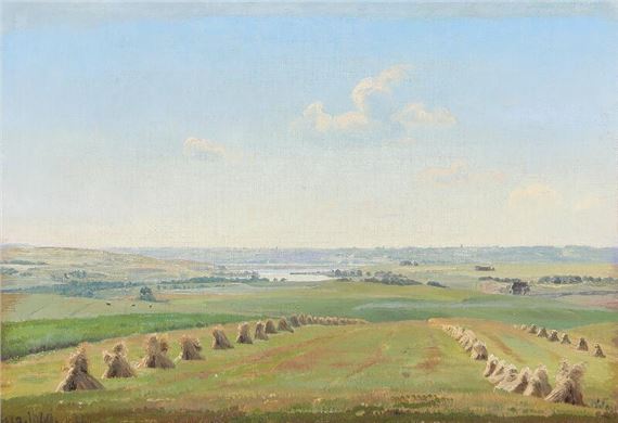 Harvest scenery by Harald Frederik Foss, Aug 1880