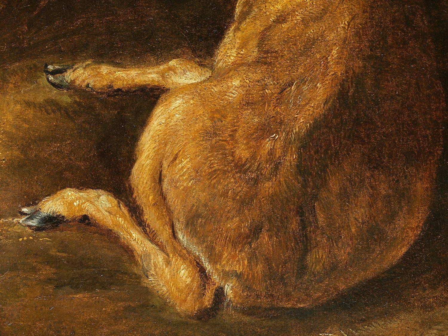 Artwork by Bernard Nicasius, WALDLANDSCHAFT MIT ZWEI REHEN, Made of Öl auf Leinwand