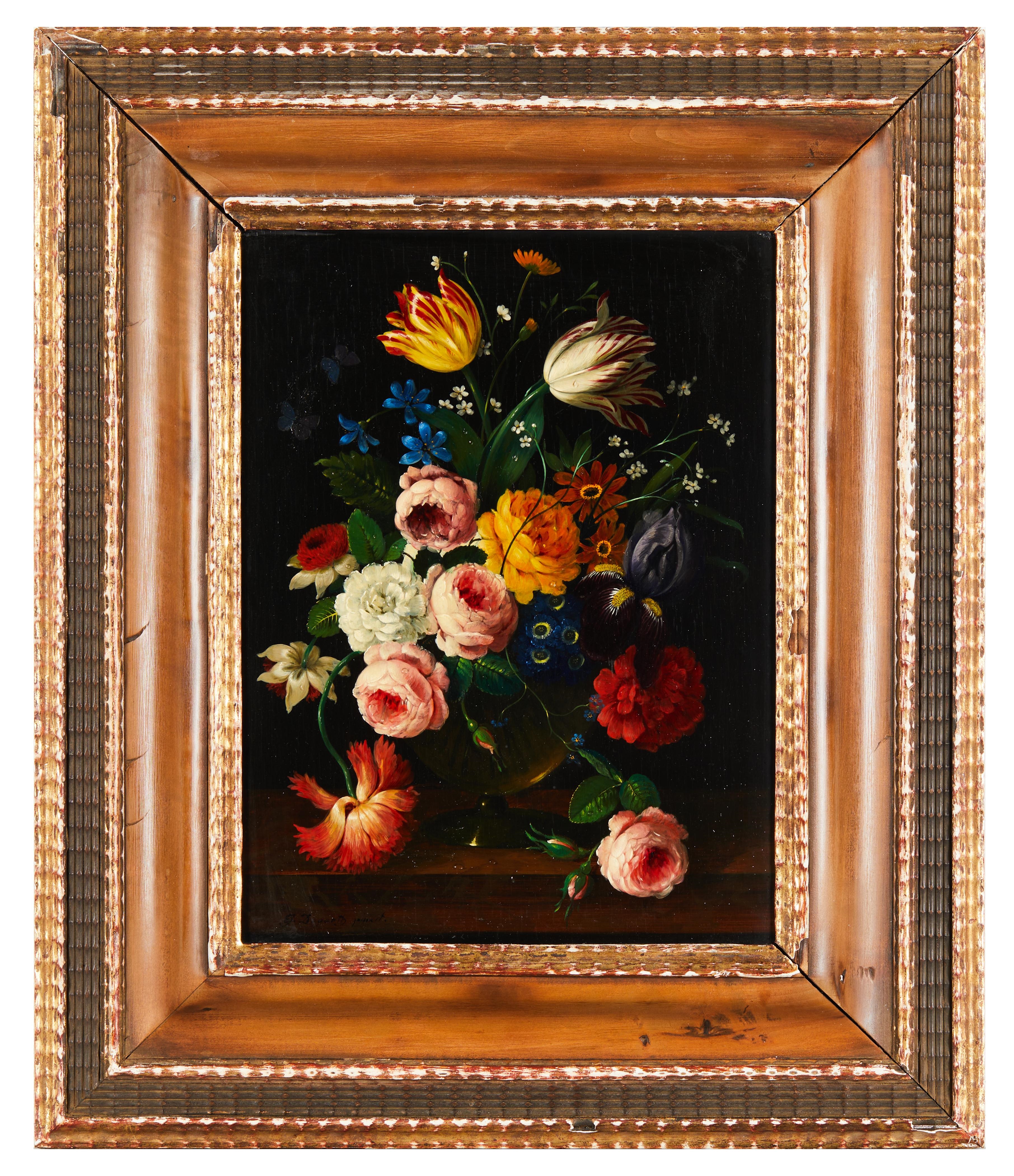 Artwork by Erick Josef Dogarth, (Wien 1927-2008) Blumenstück, Made of oil on wood