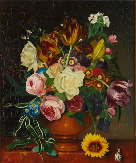 (Wien 1927-2008) Blumenstück mit Schnecke by Erick Josef Dogarth