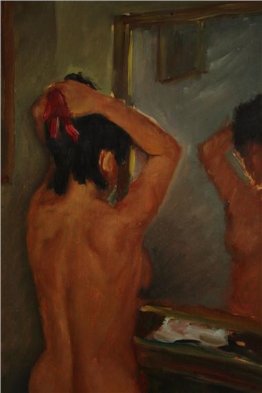 nude figure in front of a mirror - Giuseppe Manoni