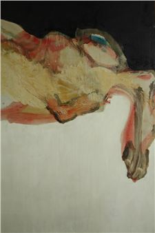 an abstract nude composition in the manner of - Francis Bacon