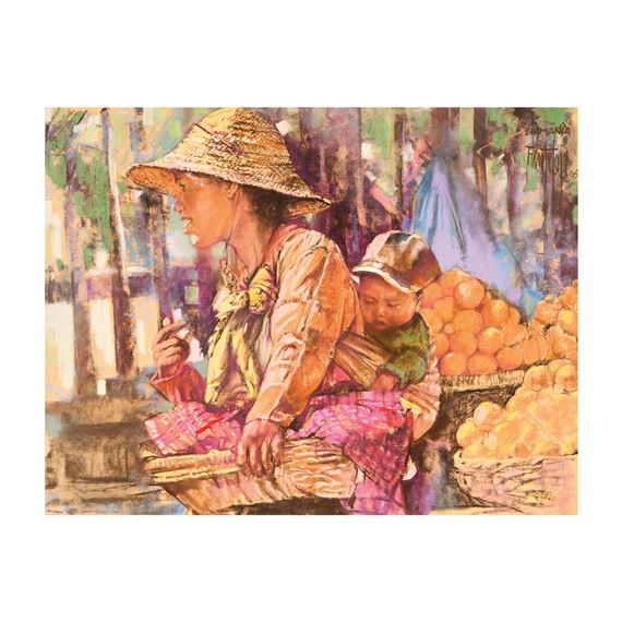 Mujer birmana en el mercado by Jose Luis Fuentetaja, 2005