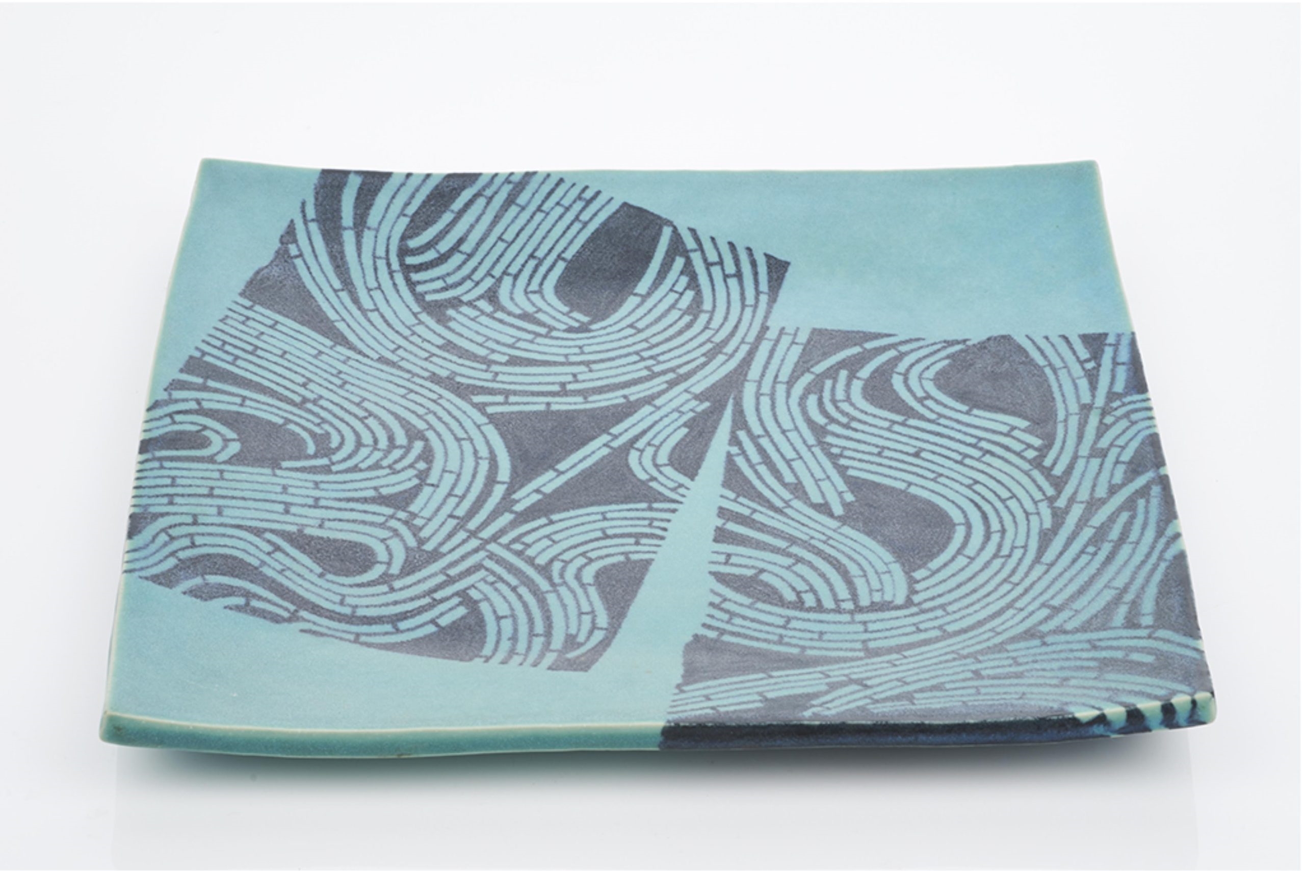 Artwork by Hiroe Swen, Part of 'Bamboo Grove ' Series, Platter, Made of turquoise matte glaze