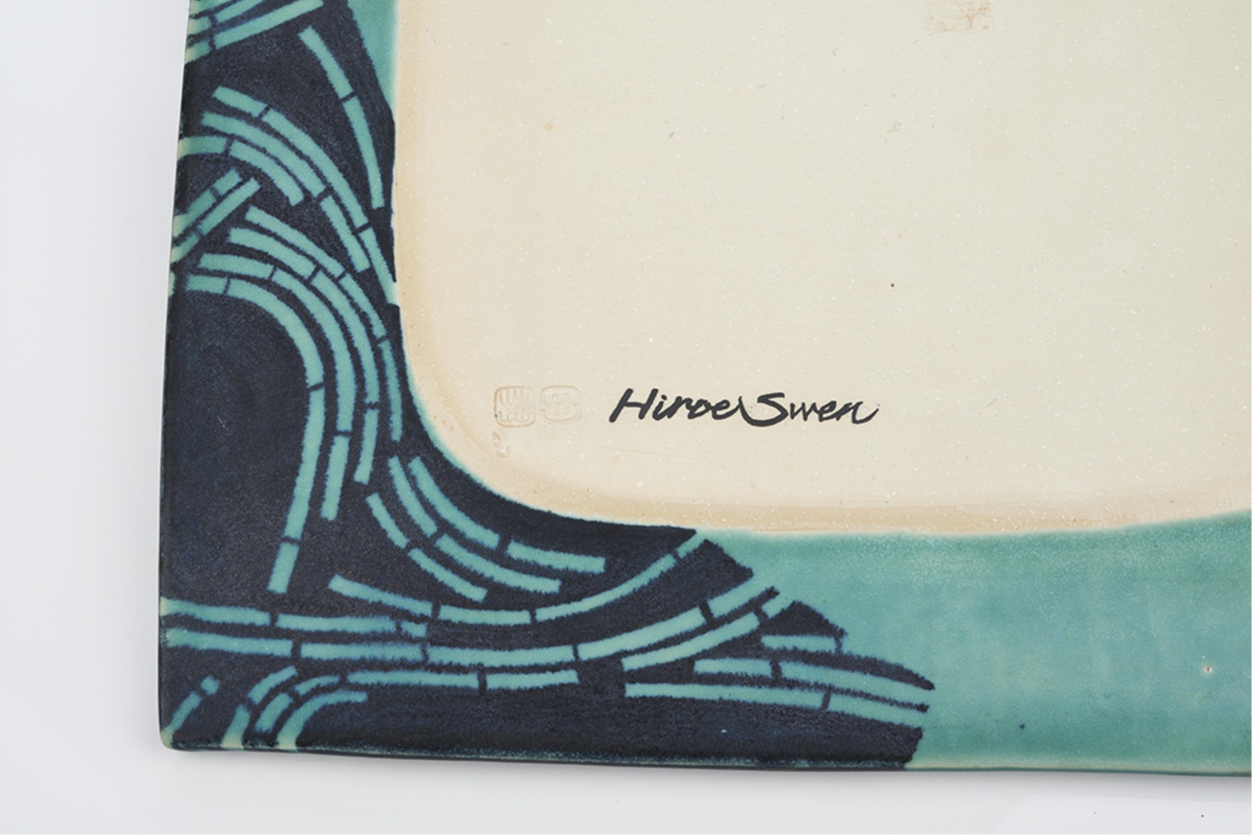 Artwork by Hiroe Swen, Part of 'Bamboo Grove ' Series, Platter, Made of turquoise matte glaze