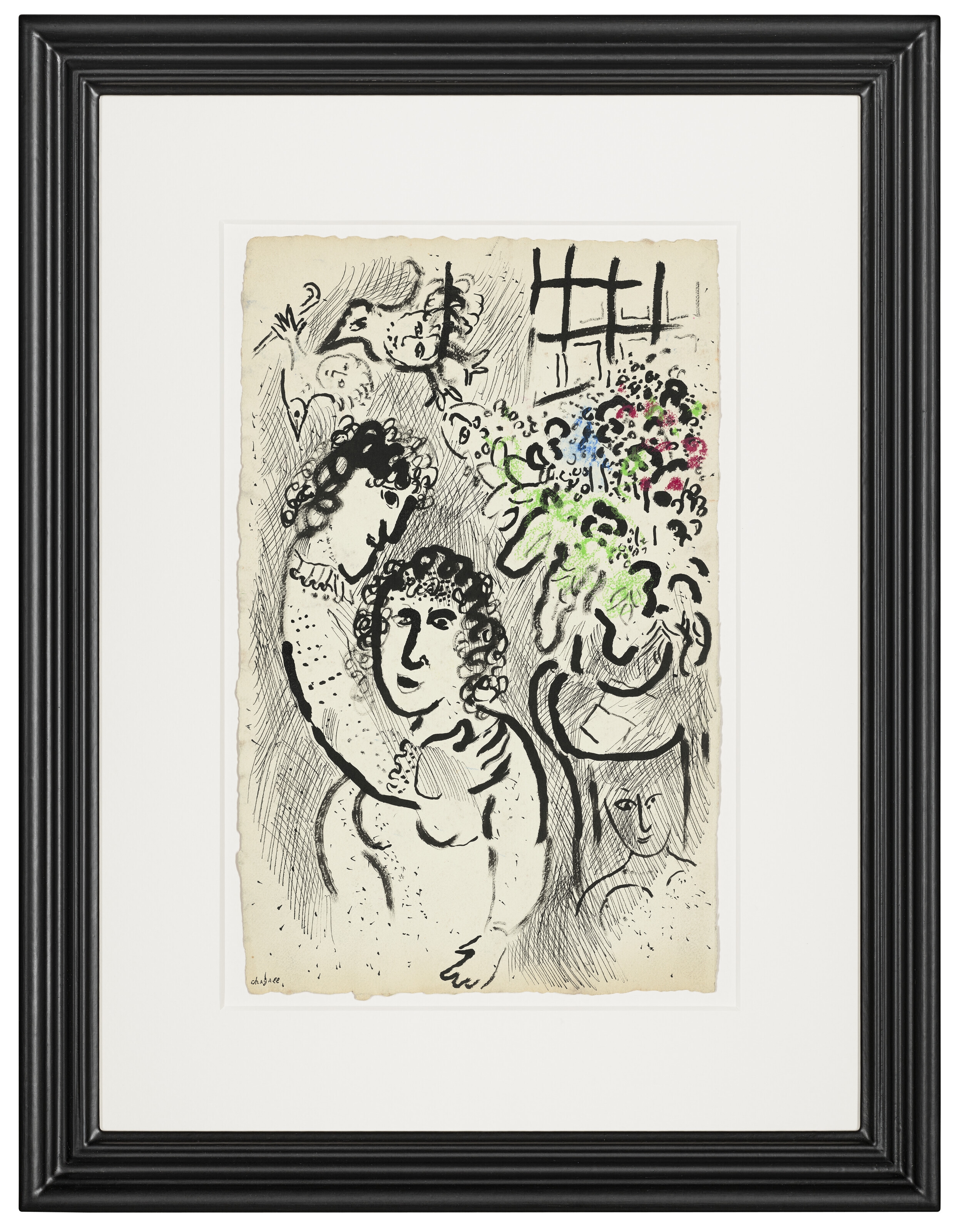 Marc Chagall | Rencontre à l'atelier avec bouquet (Circa 1978) | MutualArt