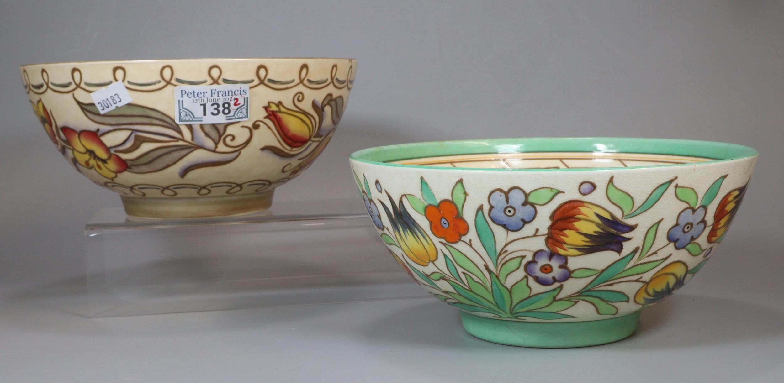 Charlotte Rhead | Two Charlotte Rhead Art Deco Bursley Ware tube lined ...