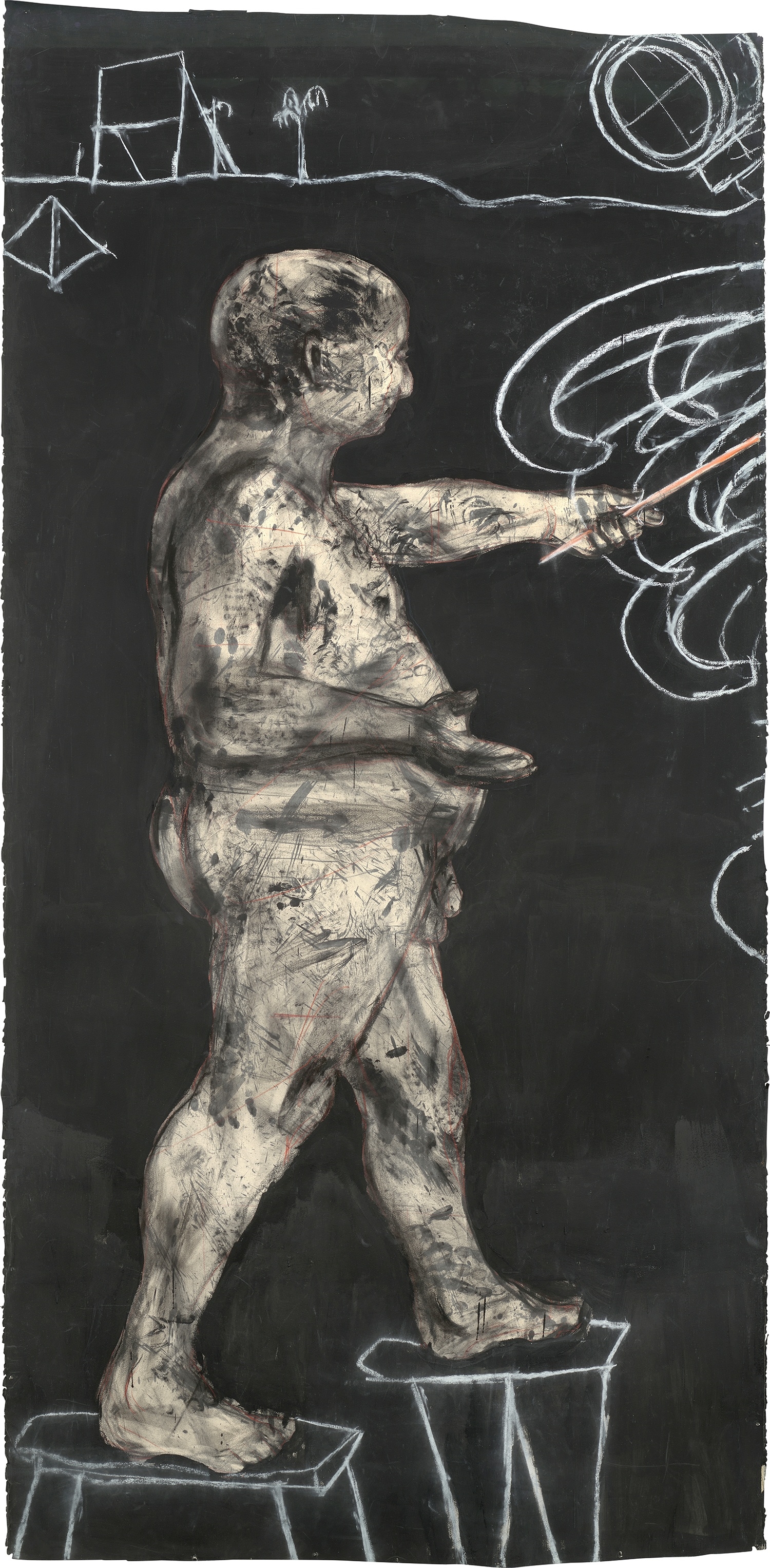 Artwork by William Kentridge, Ubu drawing (Drawing Man, Made of charcoal, pastel, dry pigment and gouache on paper