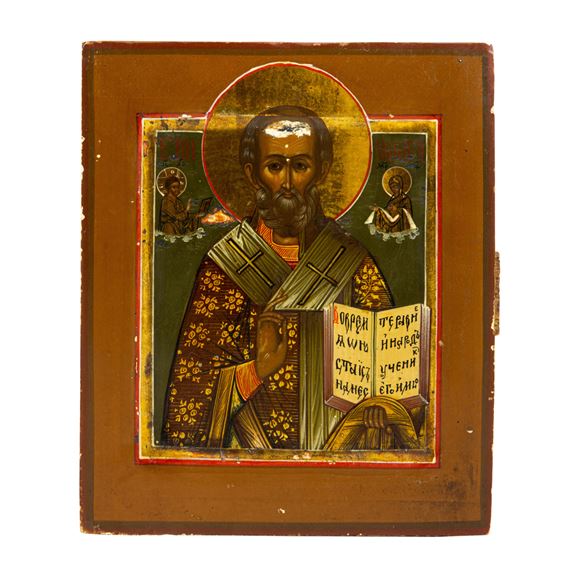 A Russian icon of St Nickolas by Russian School