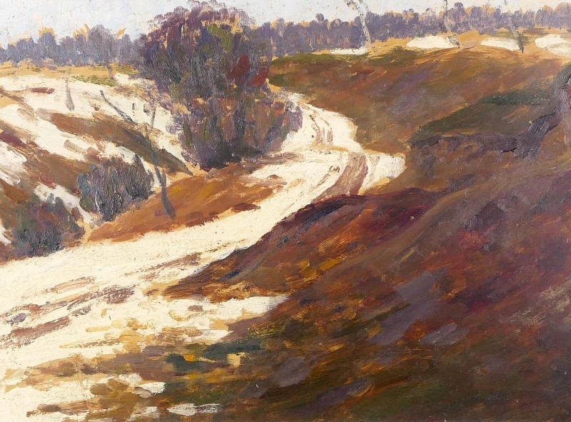 Artwork by Otakar Lebeda, Zima, Made of oil on cardboard