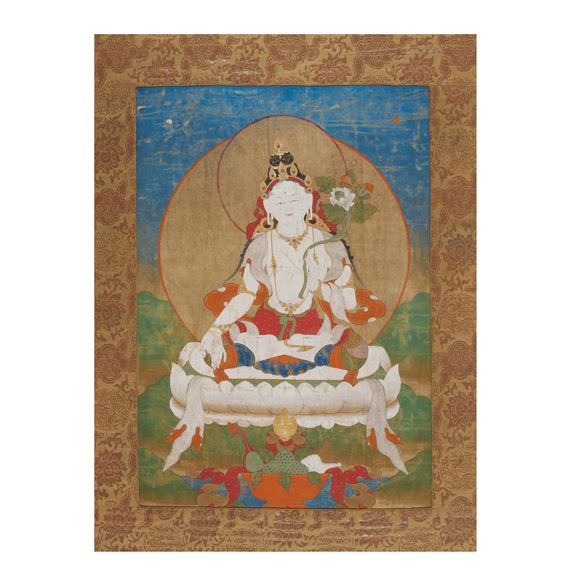 A THANGKA OF WHITE TARA by Mongolian School, 19th Century, Late 19th century
