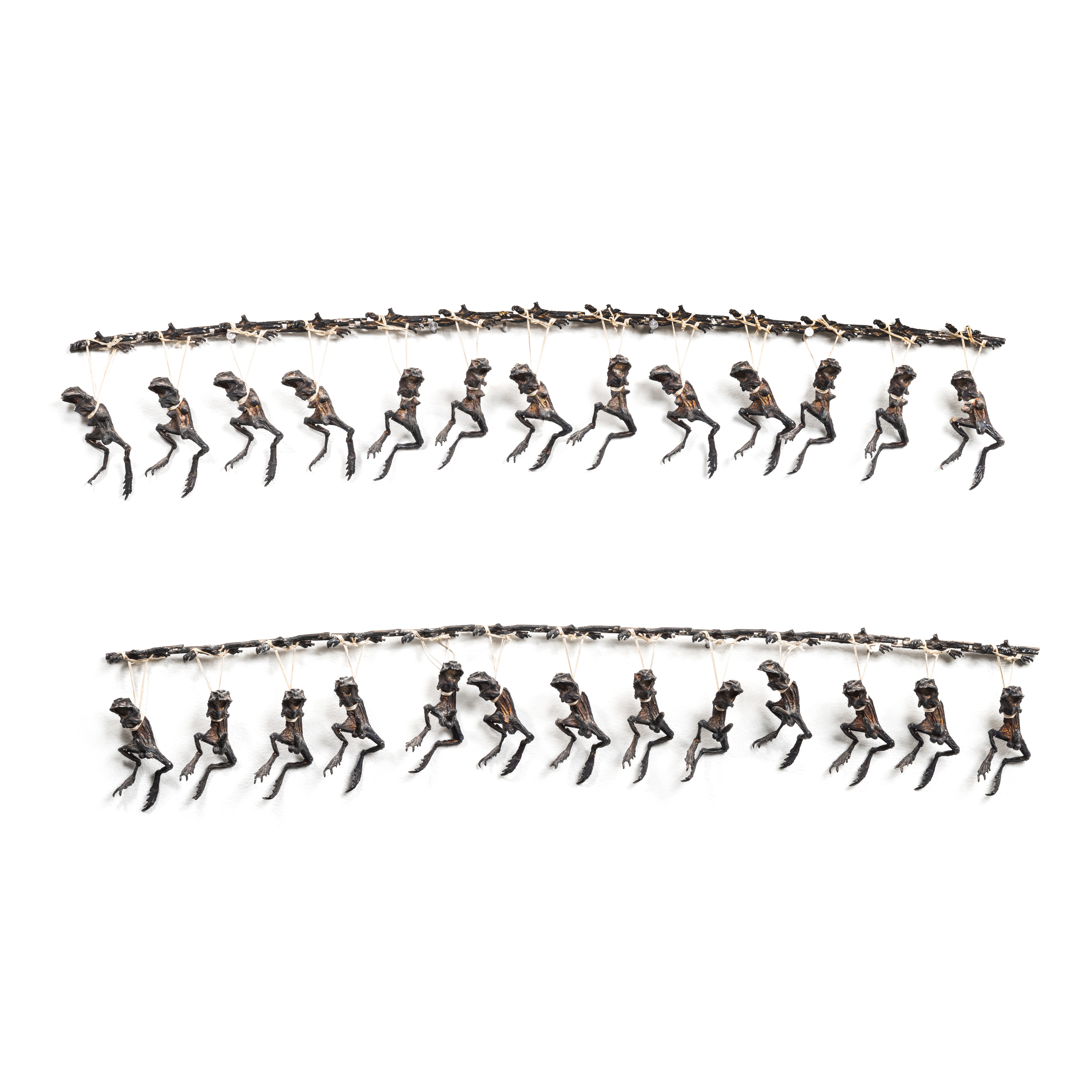 Artwork by Cathy de Monchaux, Love does not Apply itself to the Sound Principles of Reason, Made of silver and string, in 2 parts