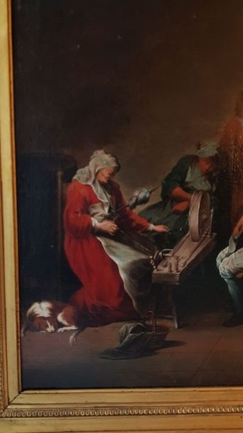 Artwork by German School, 18th Century, Conversation at the Spinner's, Made of oil on canvas