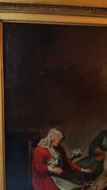 Artwork by German School, 18th Century, Conversation at the Spinner's, Made of oil on canvas