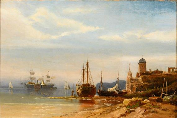 Harbor view by JR, 1881