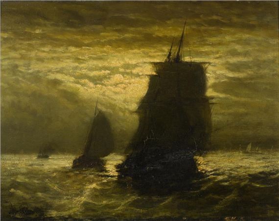 Ships at night by Edward Moerenhout