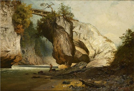 Mountain river with angler - Theodor Blätterbauer