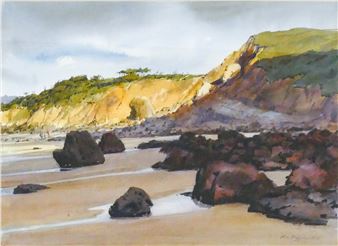 ''Tide Out'' 1987 Watercolor Framed 30''x38'' - Ken Duffin