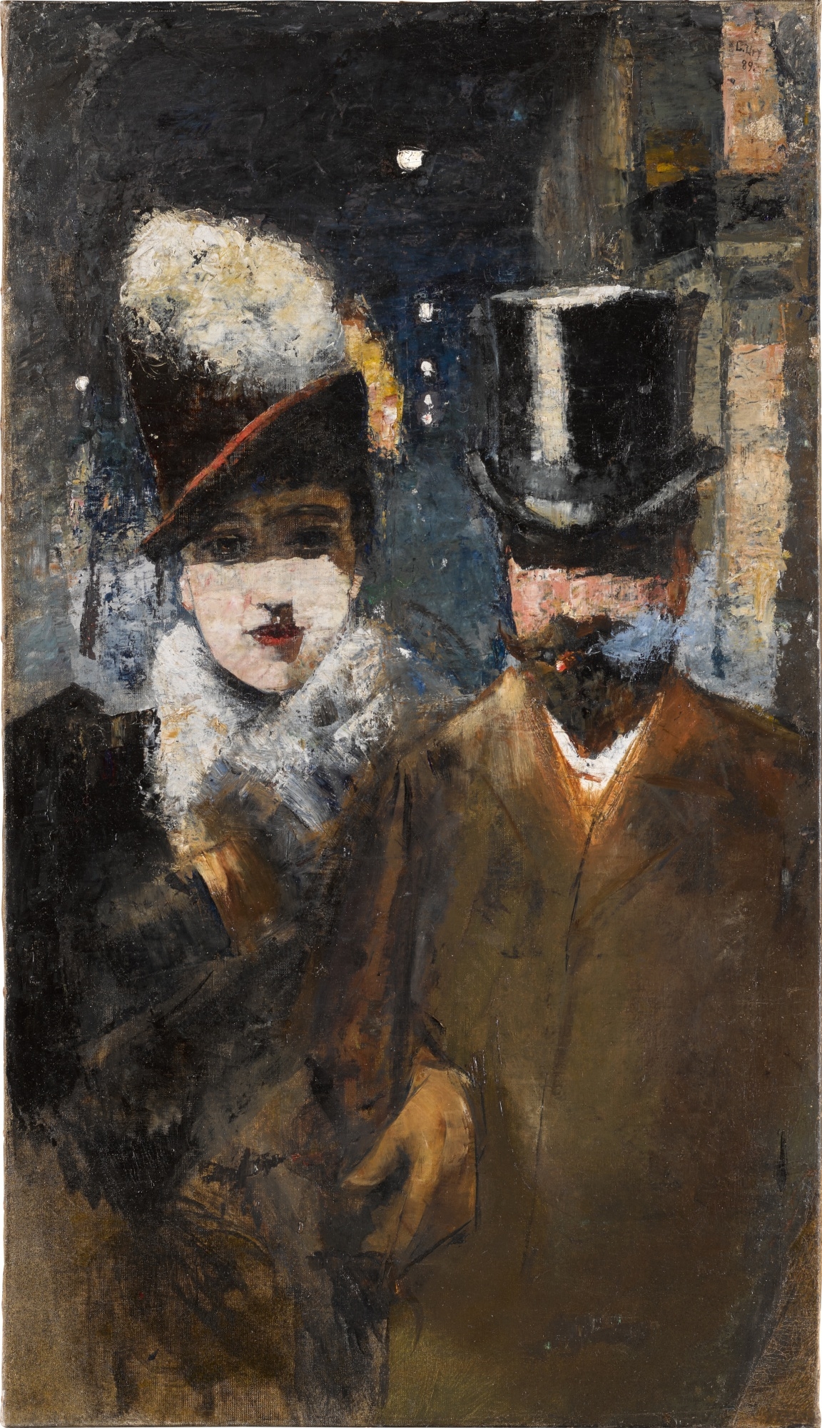 Artwork by Lesser Ury, Dame und Herr, Unter den Linden (Lady and Gentleman, Unter den Linden, Made of oil on canvas