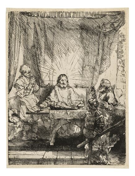 Rembrandt van Rijn | Christ at Emmaus: The larger Plate (1654) | MutualArt