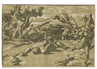 David and Goliath - Marcantonio Raimondi