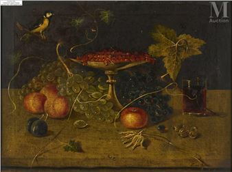 Nature morte à la coupe de fruits et au  de - Luca von Bokkelen