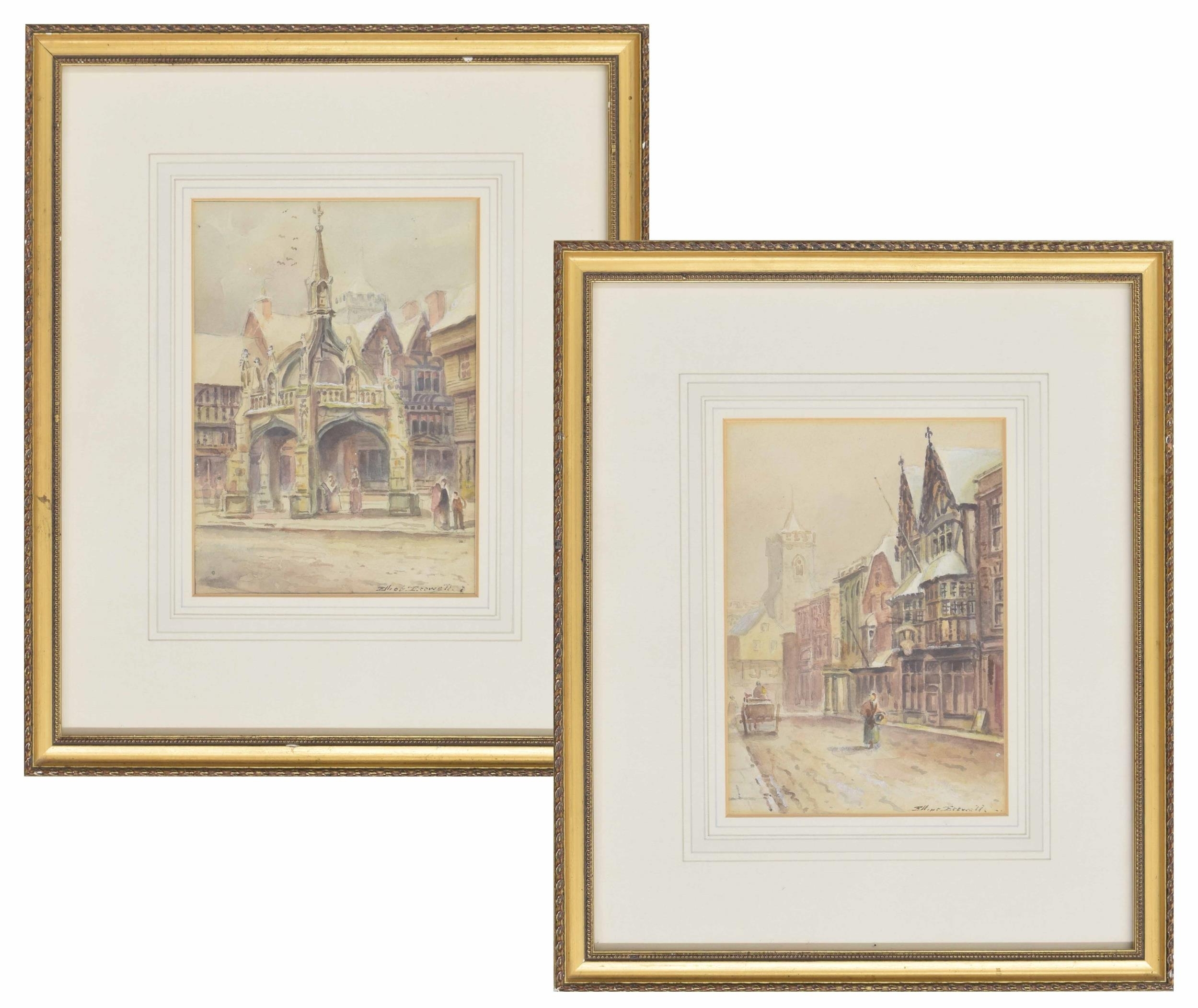 Artwork by Elline Ertwell, The Poulery Cross, Salisbury, Made of pencil and watercolour