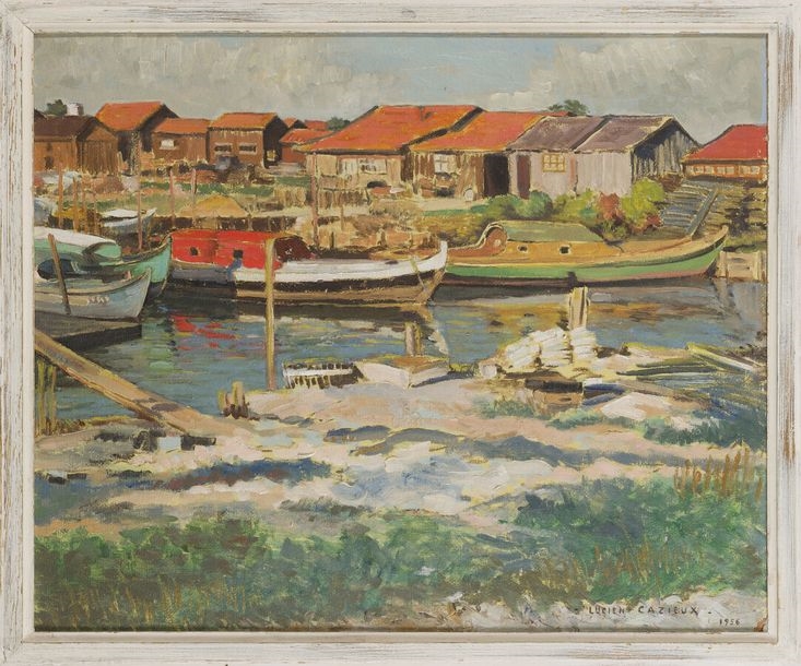 Artwork by Lucien Cazieux, Oyster port, Made of Oil on isorel panel