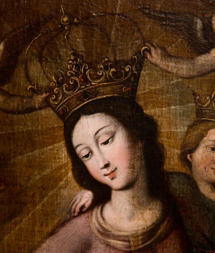 Artwork by Baltasar de Figueroa the Elder, ‘Our Lady of the Rosary with Philip the Second and Charles, Prince of Asturias as donors’., Made of Oil on canvas