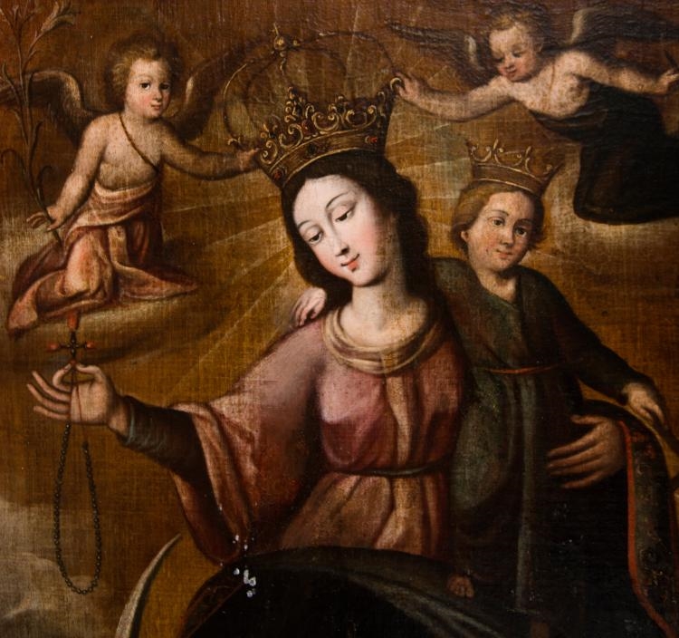 Artwork by Baltasar de Figueroa the Elder, ‘Our Lady of the Rosary with Philip the Second and Charles, Prince of Asturias as donors’., Made of Oil on canvas