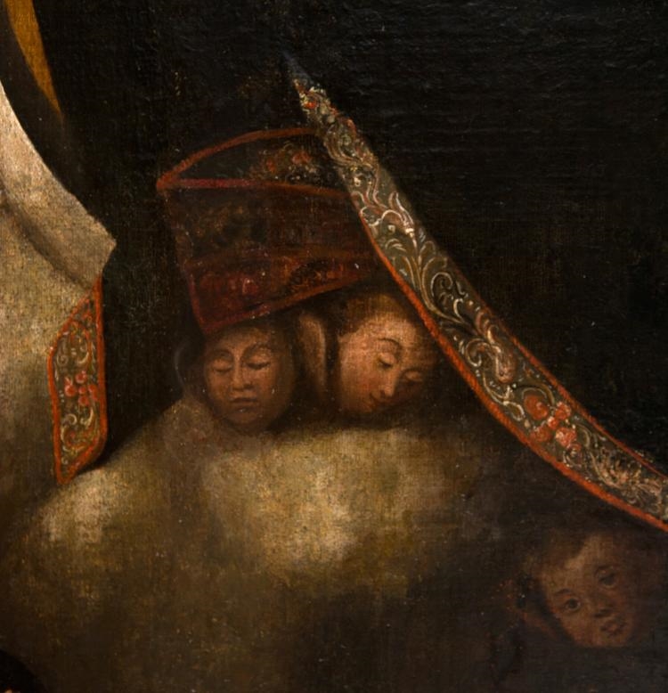 Artwork by Baltasar de Figueroa the Elder, ‘Our Lady of the Rosary with Philip the Second and Charles, Prince of Asturias as donors’., Made of Oil on canvas