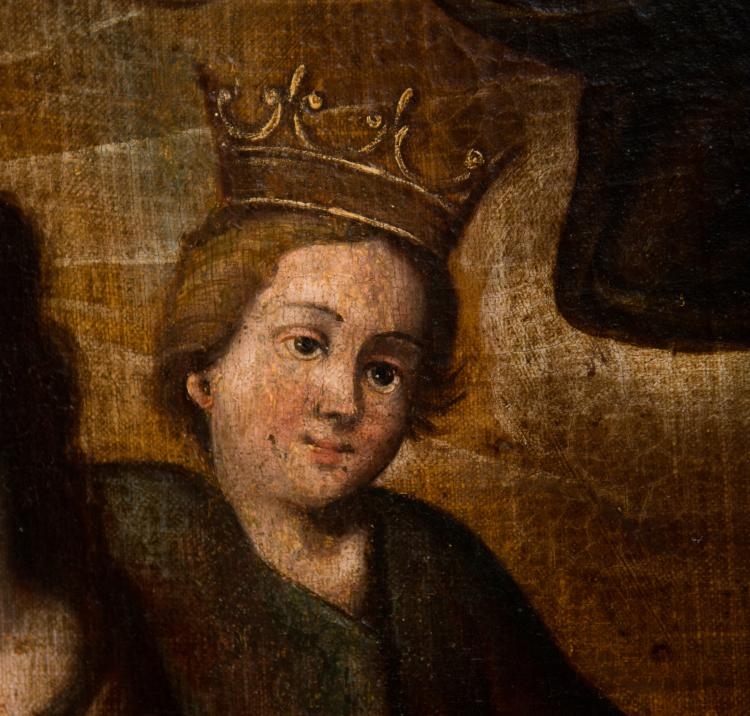 Artwork by Baltasar de Figueroa the Elder, ‘Our Lady of the Rosary with Philip the Second and Charles, Prince of Asturias as donors’., Made of Oil on canvas