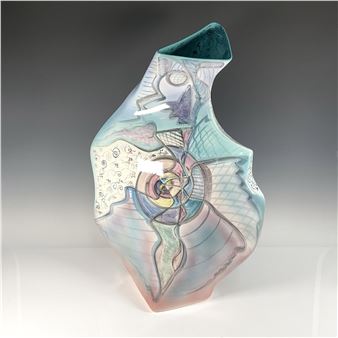 Harris Cies Large Contemporary Art Vase, Signed - Sandy Cies