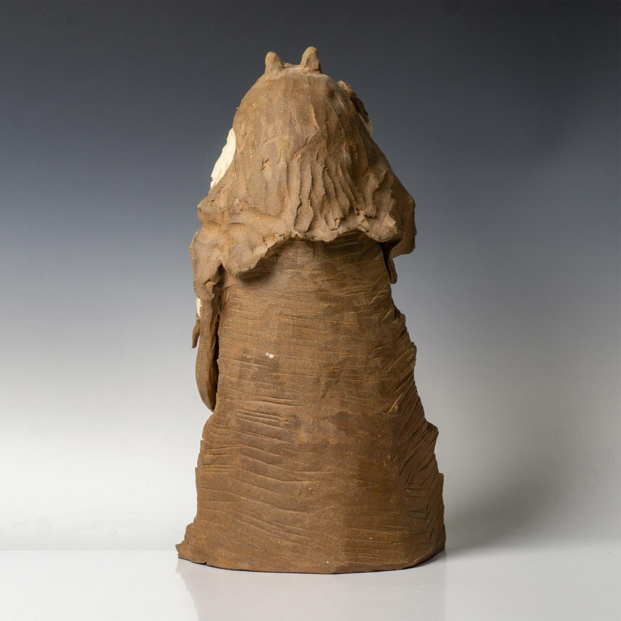 Artwork by Jim Jackson, Jim Jackson Indian Warrior Clay Pottery Sculpture, Made of Clay Pottery Sculpture