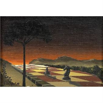 Schaakbord weg bij avondrood - Gerd Wilfert