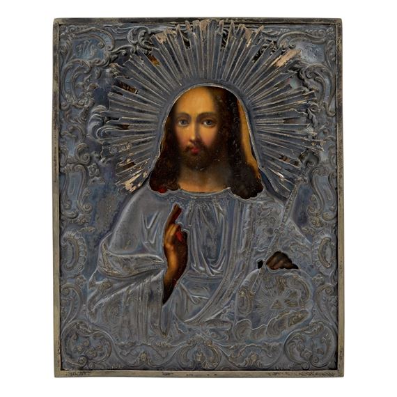 Russian Silver Icon of Christ Pantocrator by Russian School, early 19th century