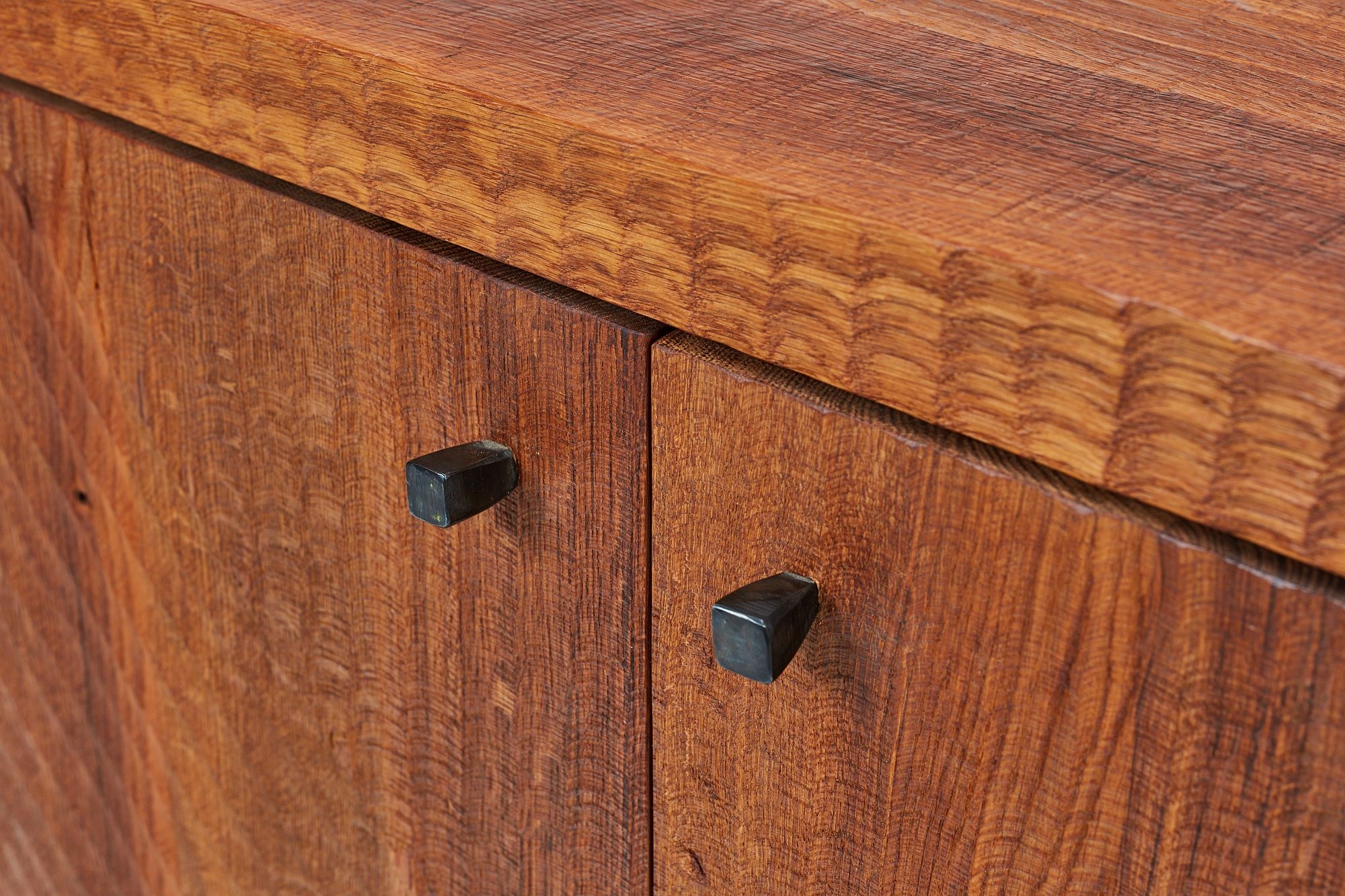 Artwork by Denis Milovanov, Two-door cabinet, Made of Oak, patinated metal