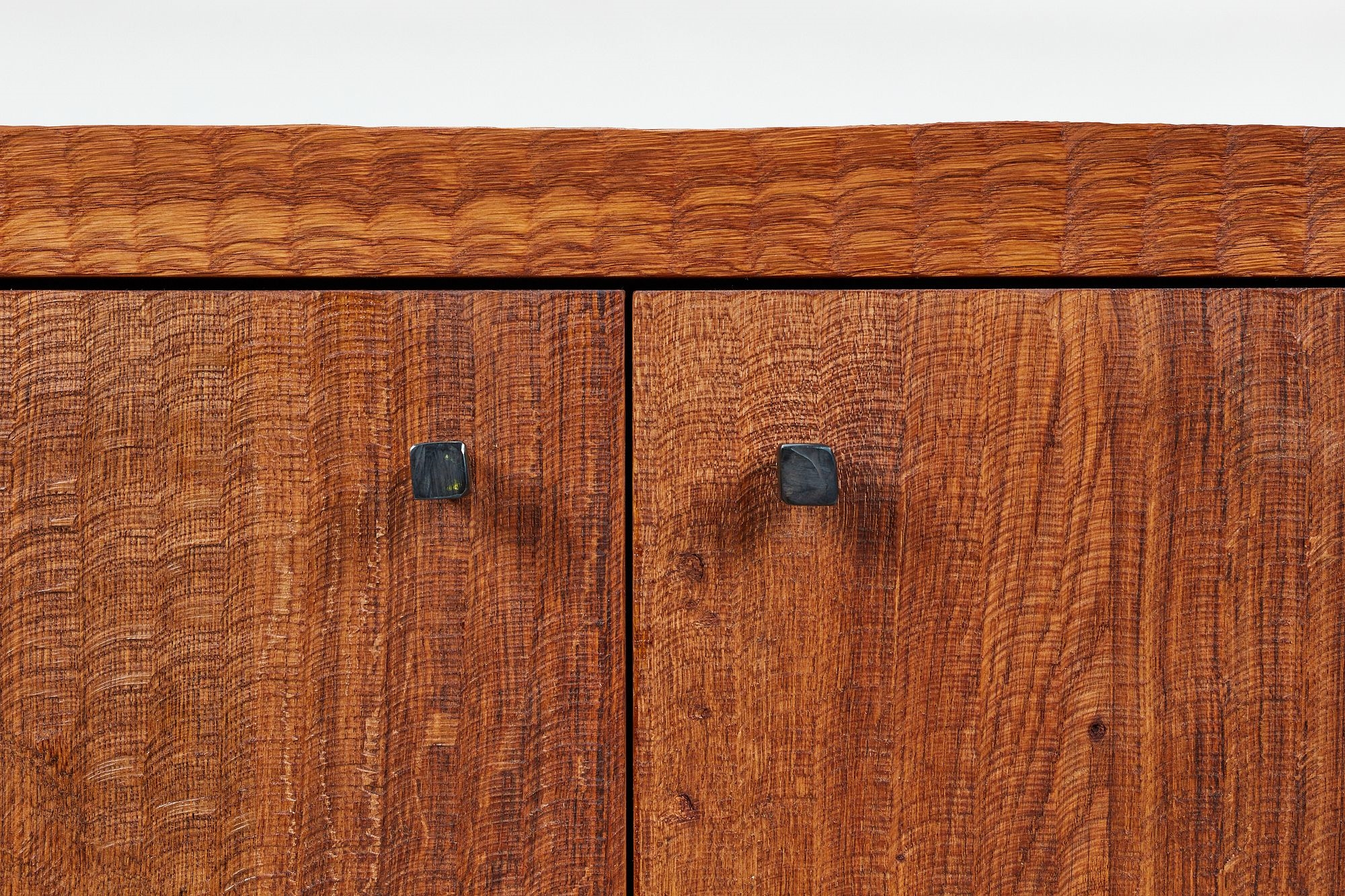 Artwork by Denis Milovanov, Two-door cabinet, Made of Oak, patinated metal