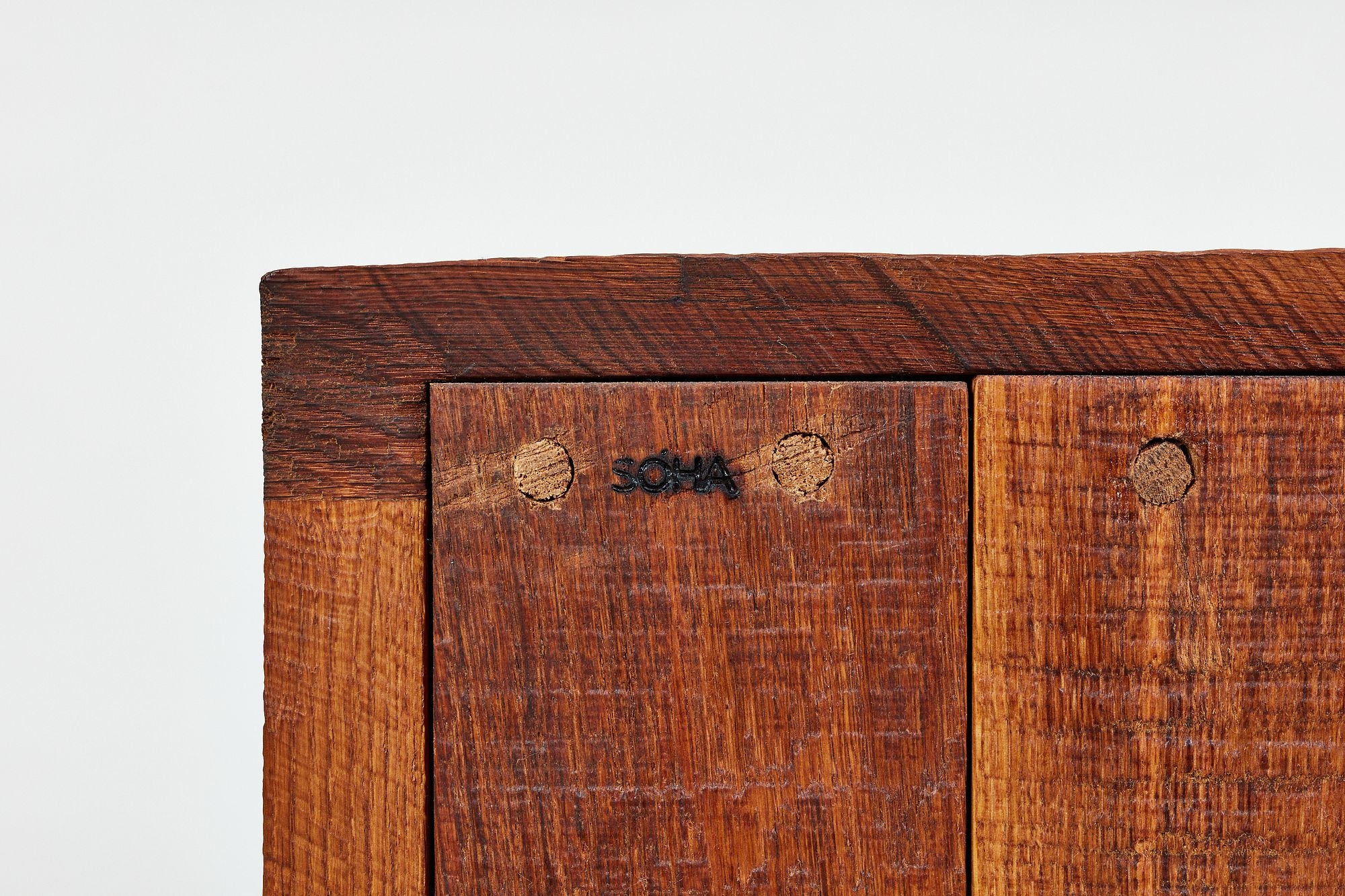 Artwork by Denis Milovanov, Two-door cabinet, Made of Oak, patinated metal