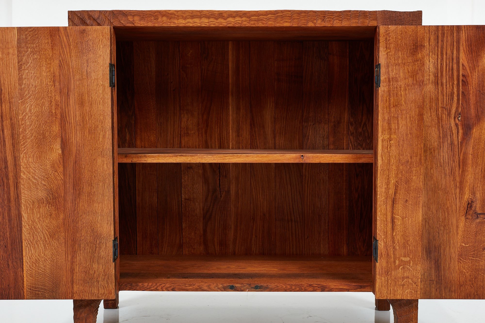 Artwork by Denis Milovanov, Two-door cabinet, Made of Oak, patinated metal