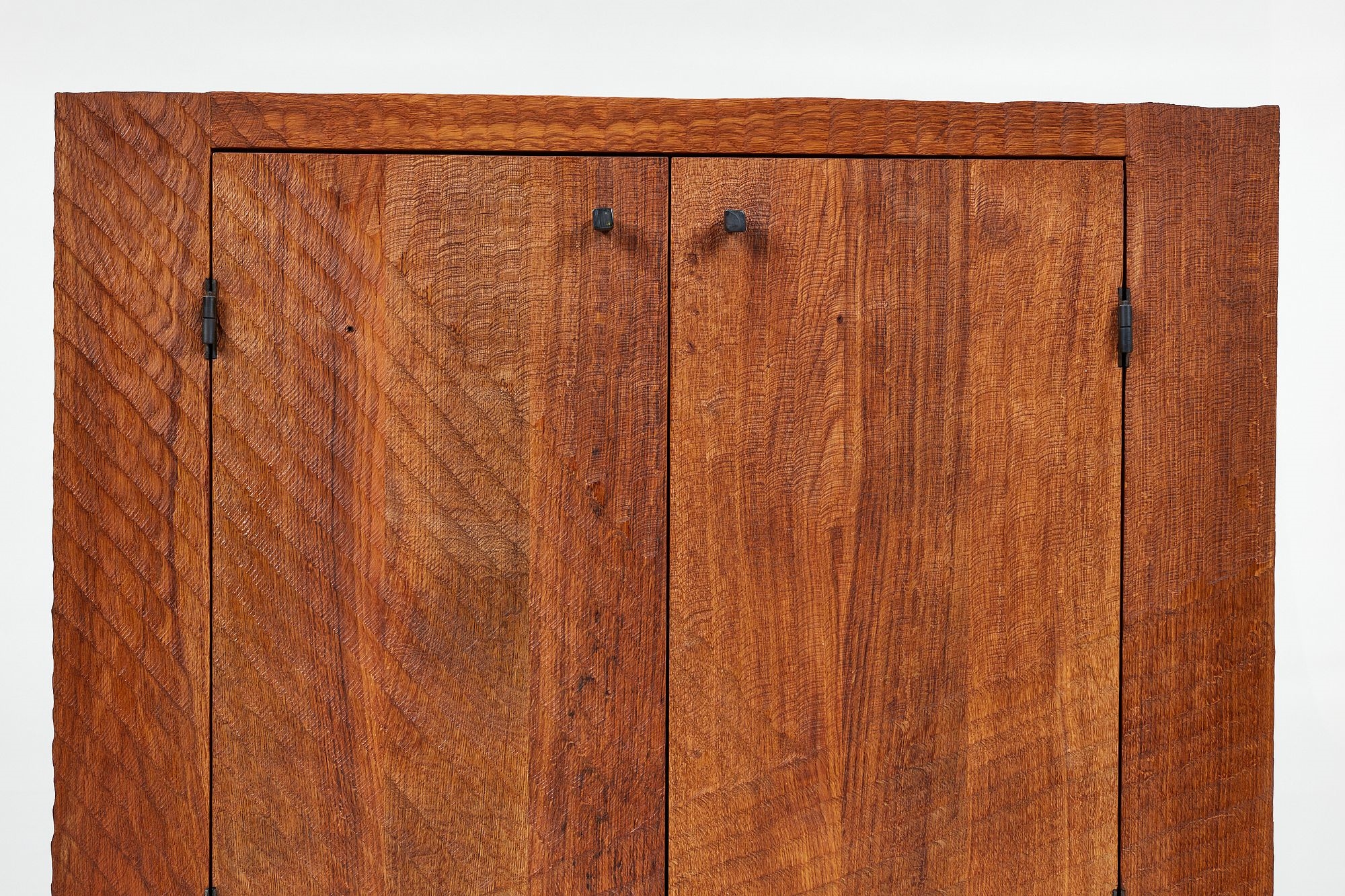 Artwork by Denis Milovanov, Two-door cabinet, Made of Oak, patinated metal