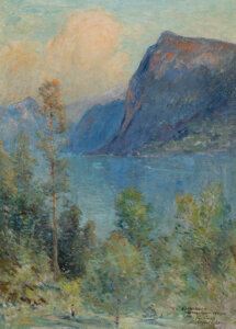 Lake Lucerne with figures in the foreground , 1910 by Colin Campbell Cooper, 1910