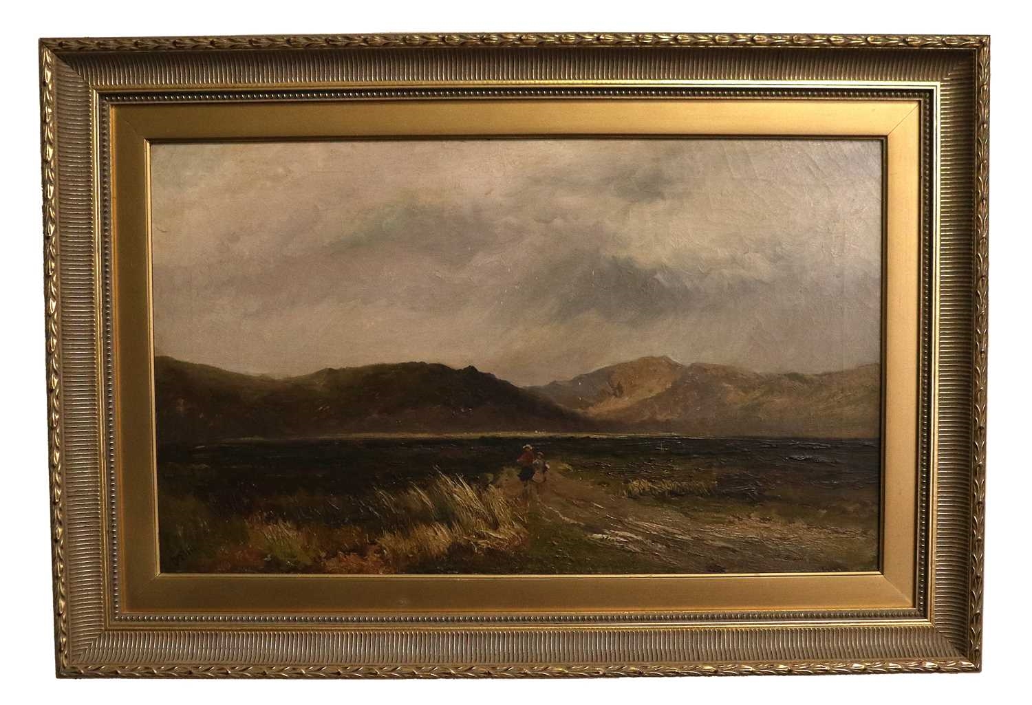 Artwork by Paul H. Ellis, Children on a rural lane in an extensive landscape, Made of oil on canvas