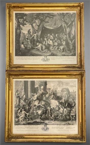 "Ainsi par la vertu s'élève les héros" ; "Il est d'un roy de se vaincre soi-même" by Charles Le Brun