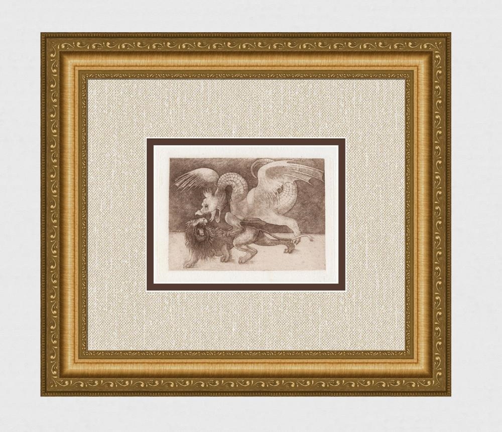 Leonardo da Vinci Leonardo da Vinci Lion and Dragon Antique Print