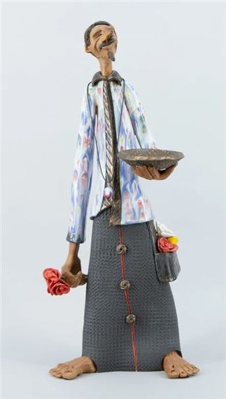 Man met ketting, bloemen, tas en schaal by Štefan Gúber