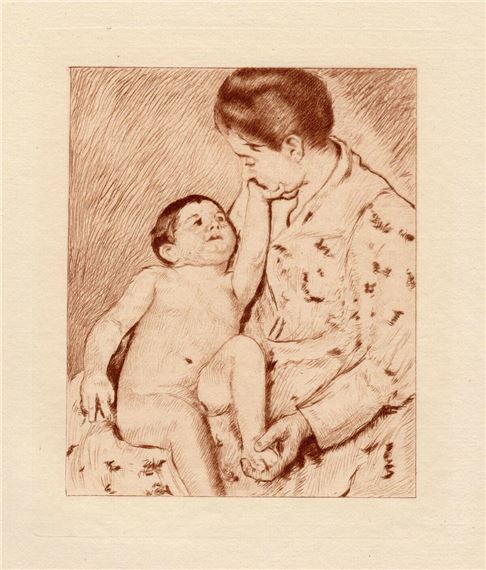Mary Cassatt 1892 Etching Mother and Child by Mary Cassatt, 1844